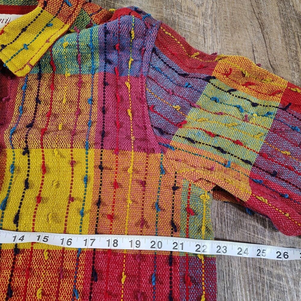 Vtg Boho Art to Wear Jacket Womens Size XL Multicolor Textured Cotton Buttons - Picture 8 of 8